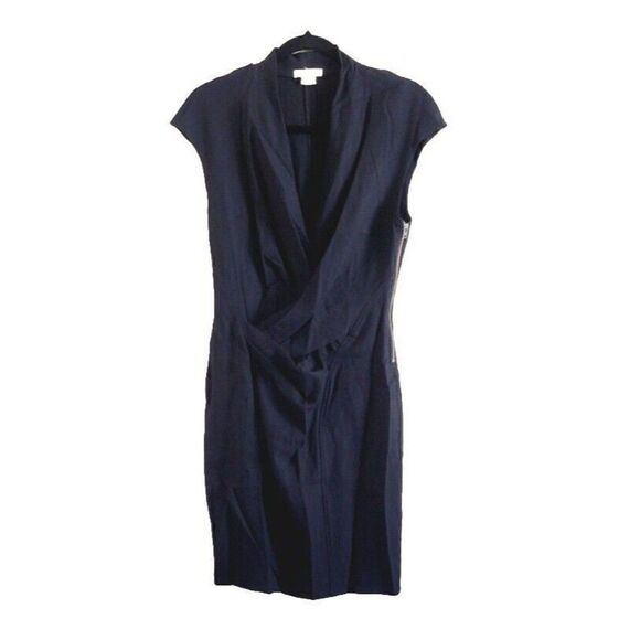 Helmut Lang Twisted Front Cap Sleeve Dress in Black Sheath Dress Size 4 - Picture 1 of 8